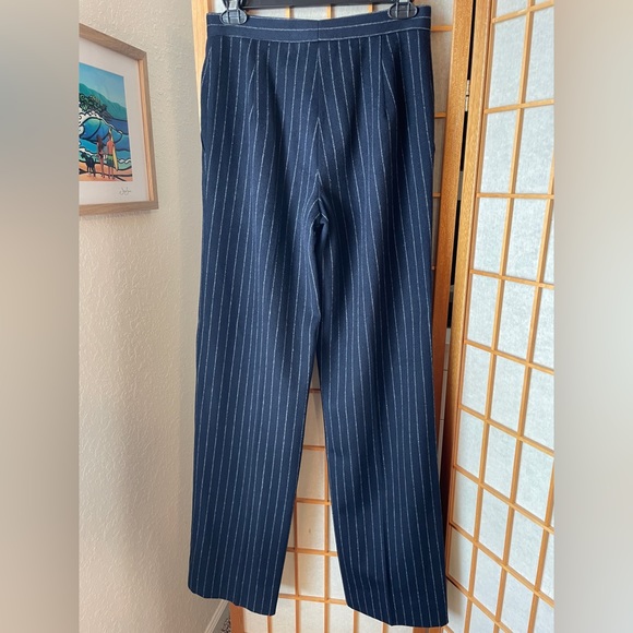 Max Mara Blue Wool Pinstripe Pants Size 2 - Picture 5 of 13